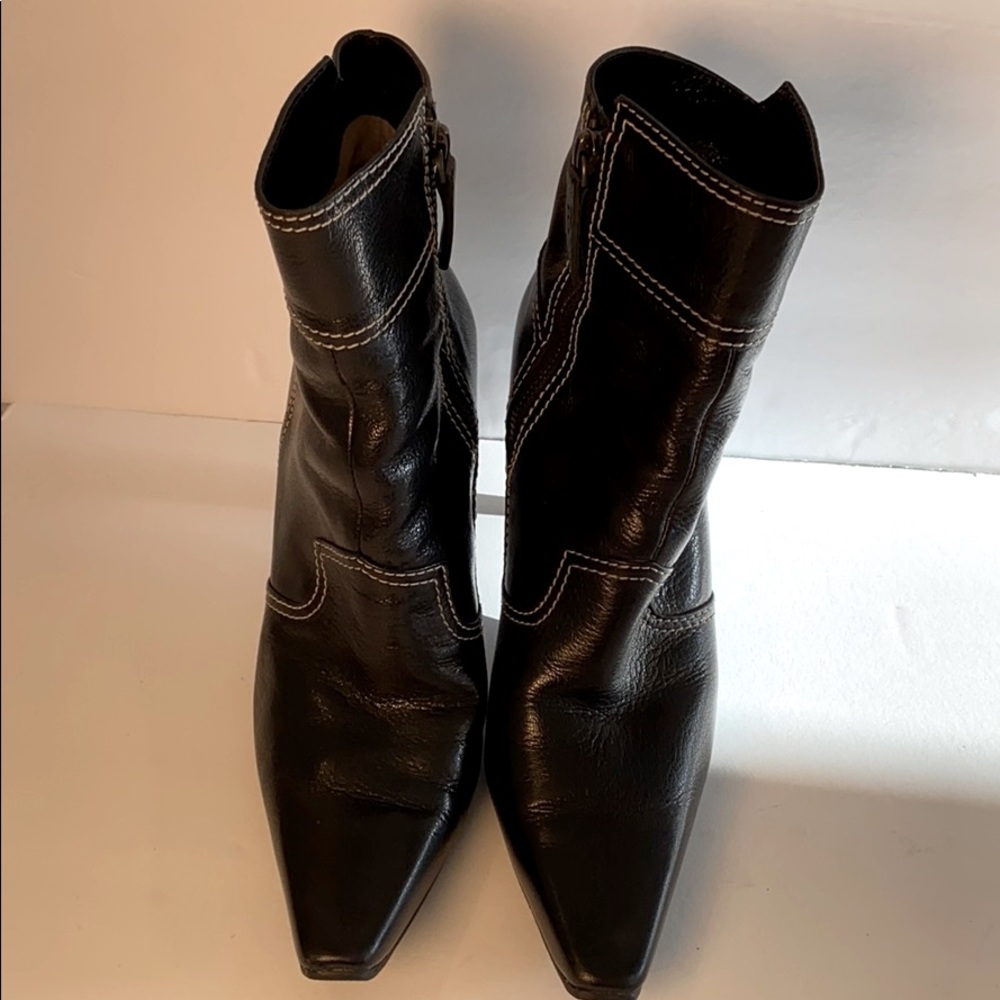 Tod’s Black with White Stitch Accent Ankle Boots